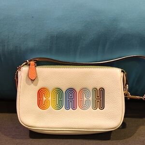 Coach White Crossbody Bag with Rainbow Logo